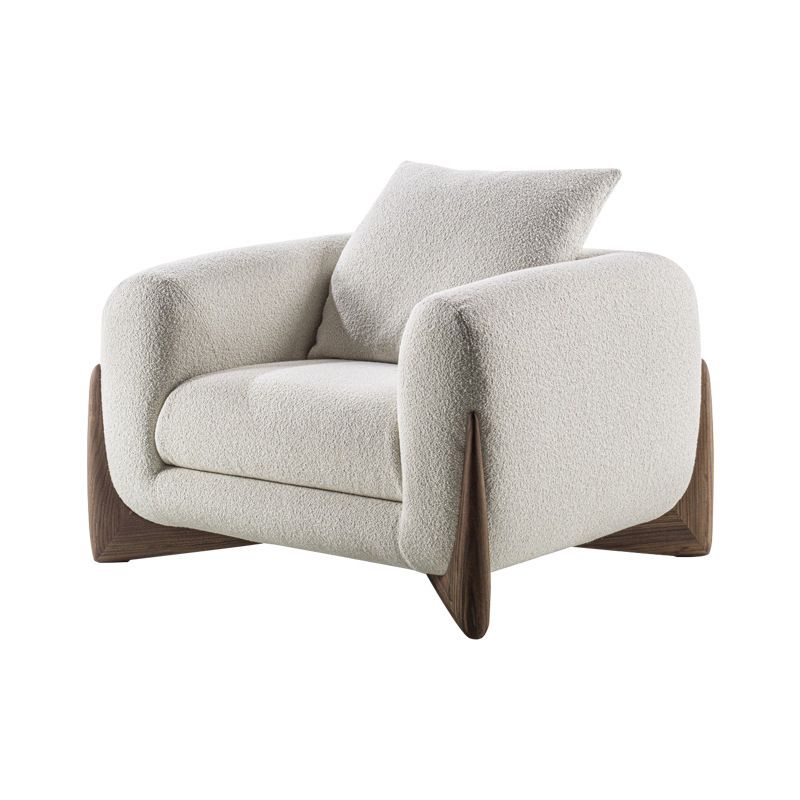 Contemporary Living Room Brown Sofa Round Arm Pillows Seating