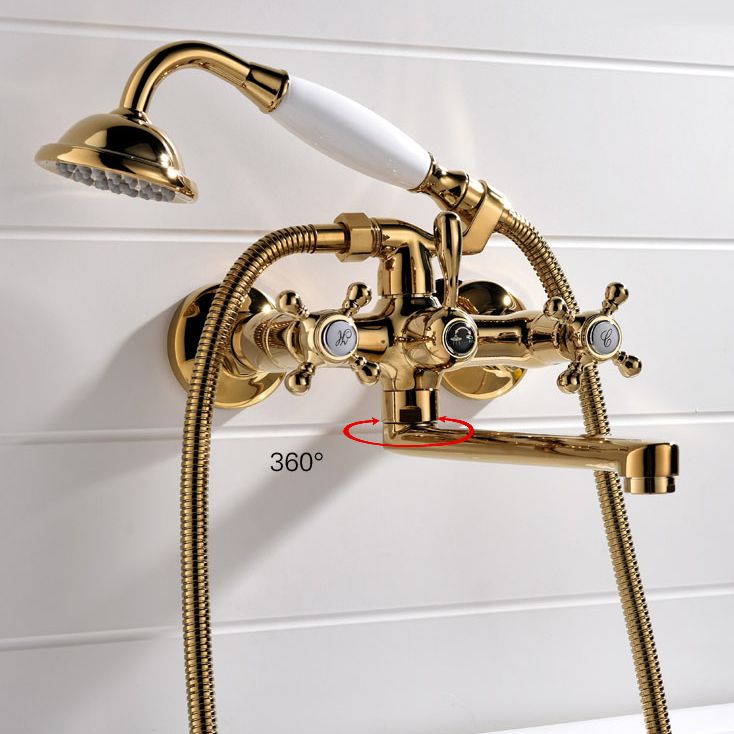 Wall Mounted Bathroom Faucet Metal Swivel Bathroom Faucet with Hand Shower