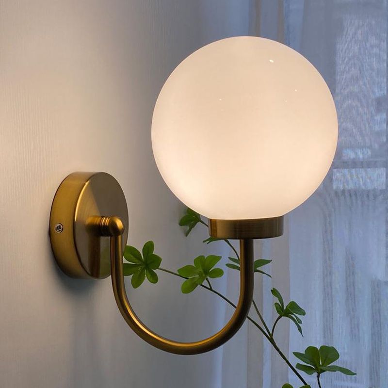 Nordic Vanity Light Creative Glass Ball Shade Wall Light Sconce for Washroom