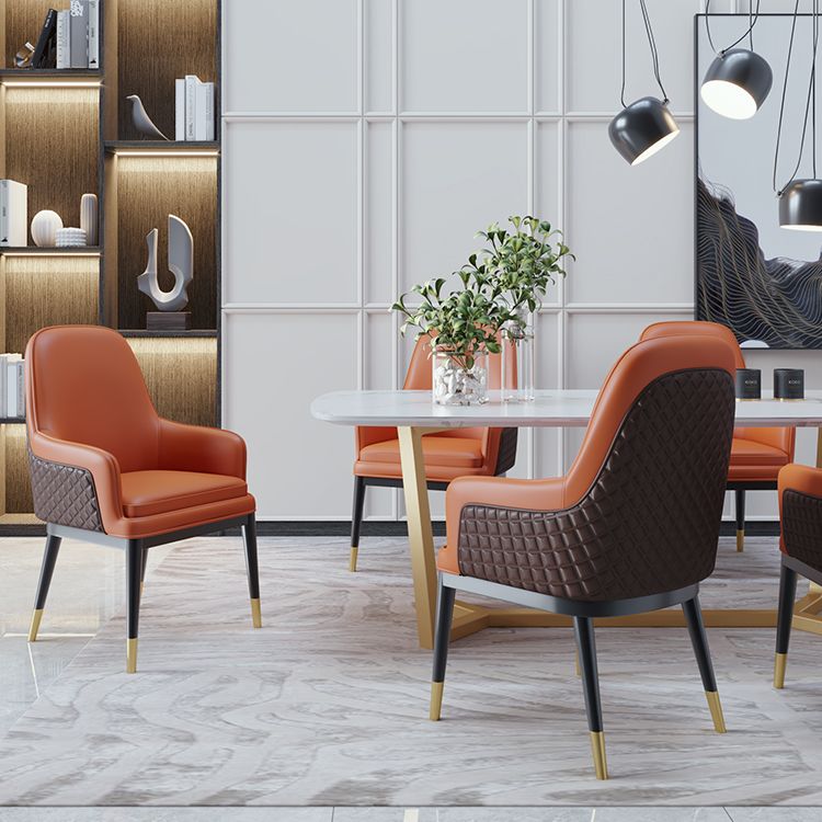 Silla de comedor de metal de estilo nórdico, silla de comedor con brazo Parsons, sillas laterales
