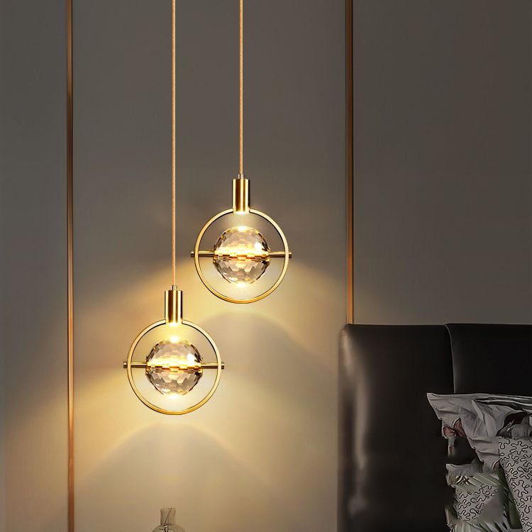 Luce geometrico in stile moderno cristallo 1 luci soffitte appese in oro