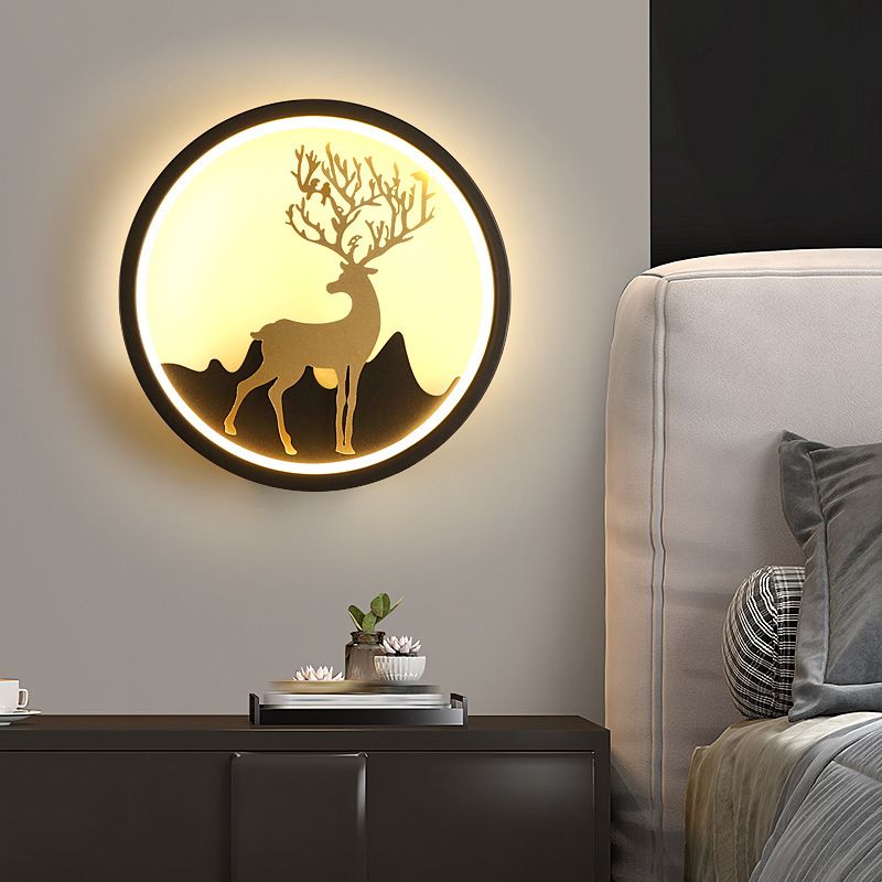 Contemporary Style Round Wall Mounted Lamps Metal 1 Light Sconce Light Fixture