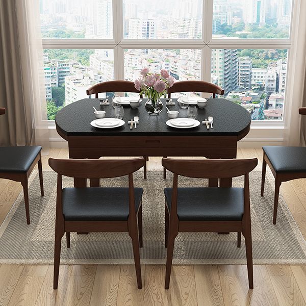 Contemporary Kitchen Dinner Table Extendable Wood Dining Table
