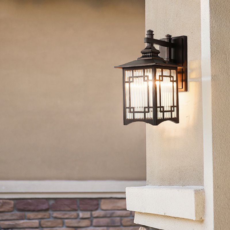 1-Light Rectangular  Wall Sconce Modern Simple Style Glass Wall Lighting in Gold