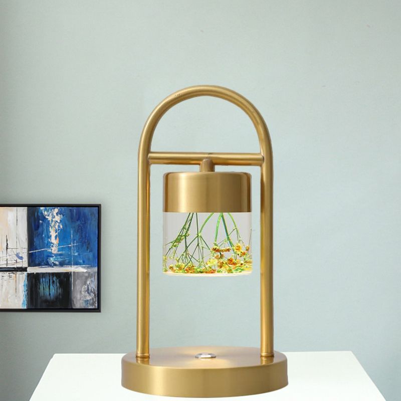 GOUD KOLOM TABEL LAMP EENVOUDIGHEID DUIST GLAS LED BALIC LICHT MET U-vormig metalen frame