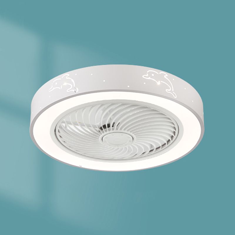 Unsichtbarer, trommelförmiger Lüfterlicht Kit Nordische Acryl weiße LED Semi Flush Light für Schlafzimmer