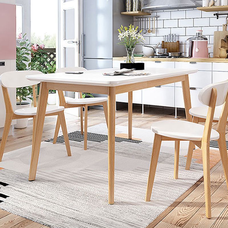 White Stone Top Dining Table Mid-Century Modern Table with 4 Legs