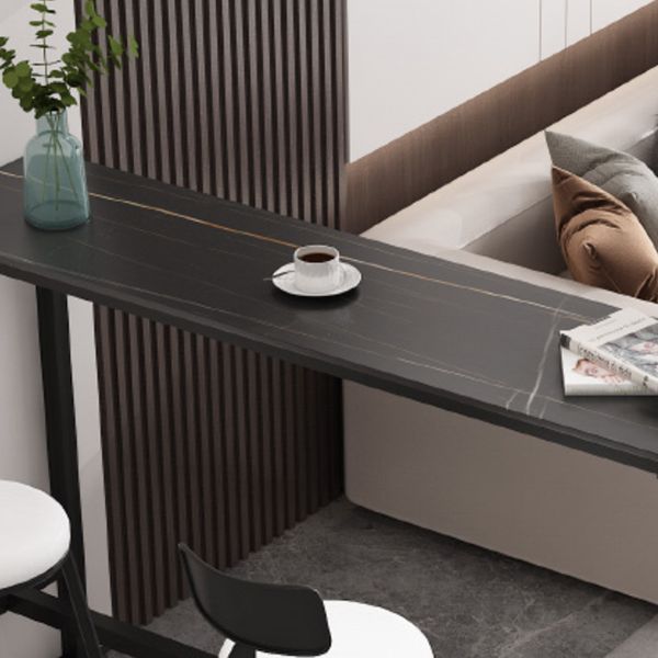 Indoor Stone and Steel Bar/Dinette Table Rectangle Industrial Trestle Bistro Bar Desk