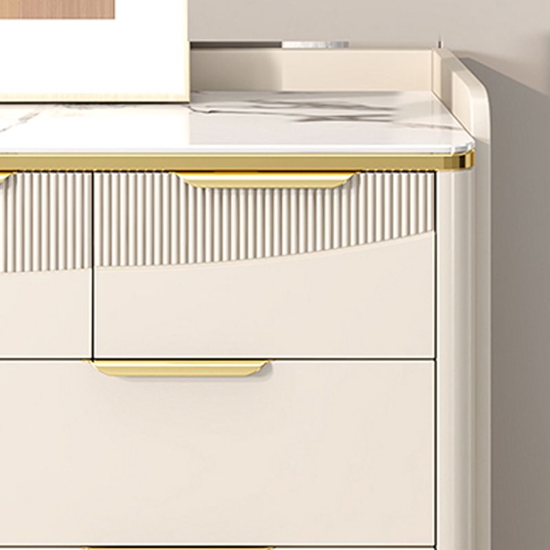 Glam Wooden Storage Chest Bedroom Chest in White with Drawers
