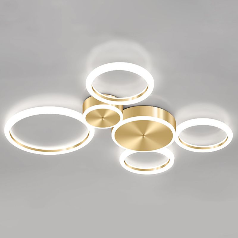 Gepolijste gouden ring inbouw minimalistische acryl LED-plafondlamp voor woonkamer