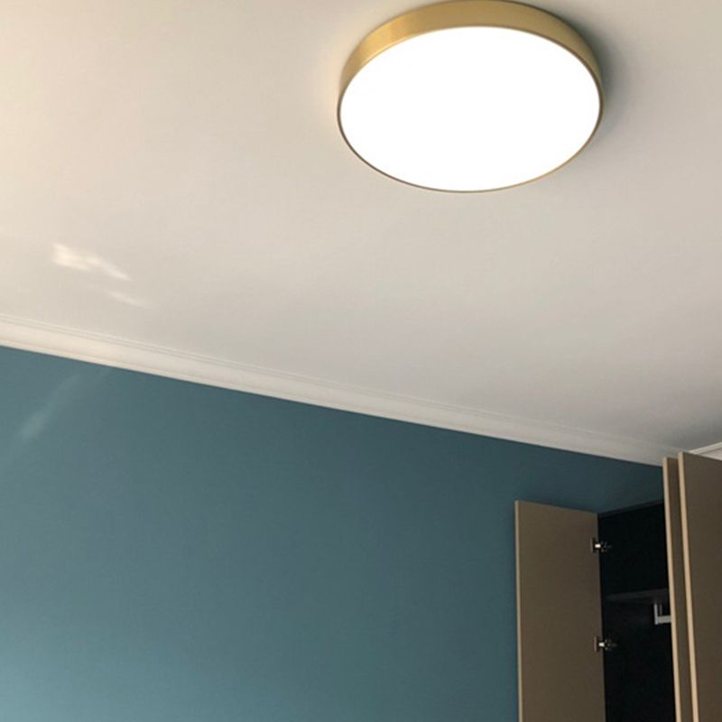 Nordic Modern Style Geometric Ceiling Lamp Copper 1 Light Flush Mount Lamp for Bedroom