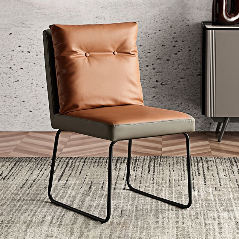Mid-Century Modern Sled Side Chair Cushion Back Armless Side Chair