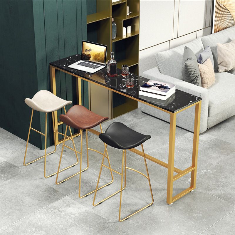 Glam Style Faux Leather Barstool Armless Bar Stool for Living Room
