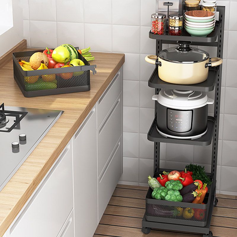 Metal Open Shelves Prep Table Dining Room Rolling Kitchen Trolley