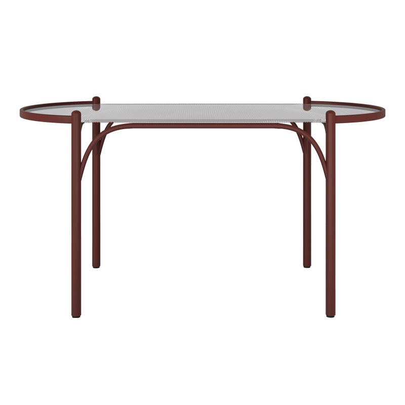Modern Tempered Glass Dining Table for Restaurant Oval Indoor Table with 4 Legs