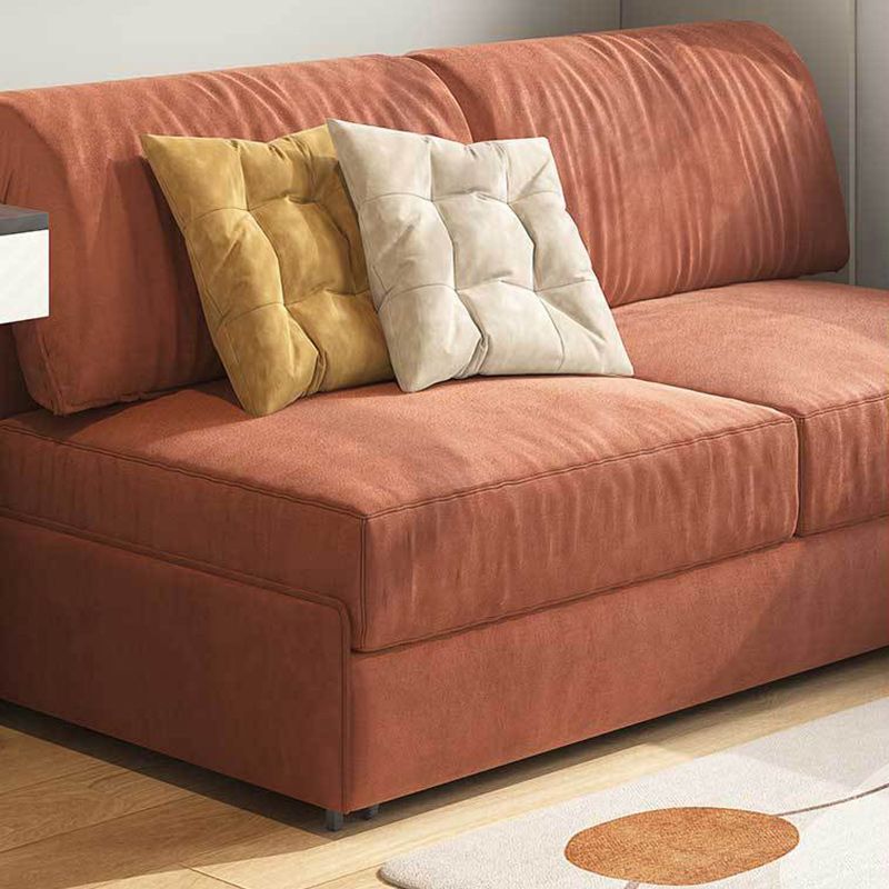 33.46" H Armless Sleeper Glam Styled Sleeper Sofa Bed in Orange