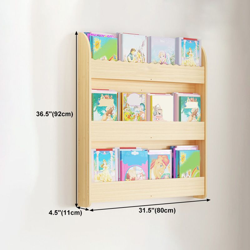 Contemporary Style Bookshelf Solid Wood Wall Mounted Bookcase for Home Office