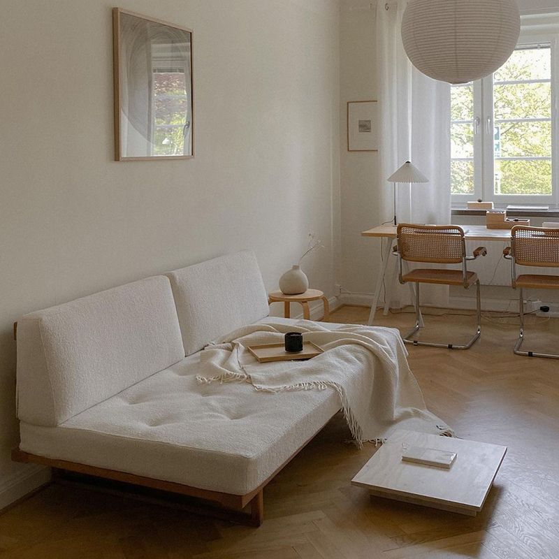 31.49" High Linen Sofa White Armless Sofa with Cushions for Living Room