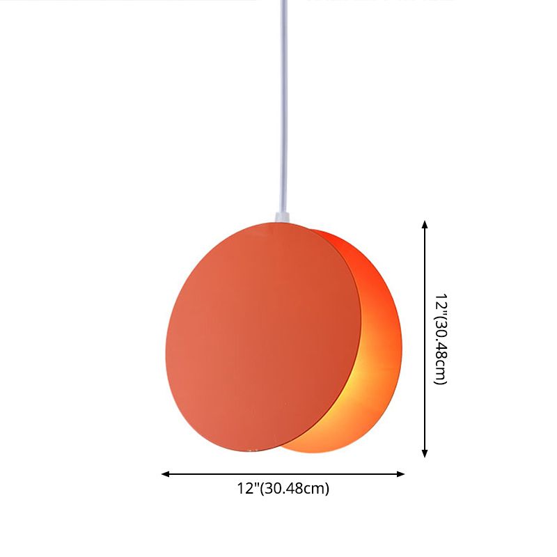 Shell Inspired Round Pendant Lamp Macaron Style Metal 1-Light Diner Ceiling Light