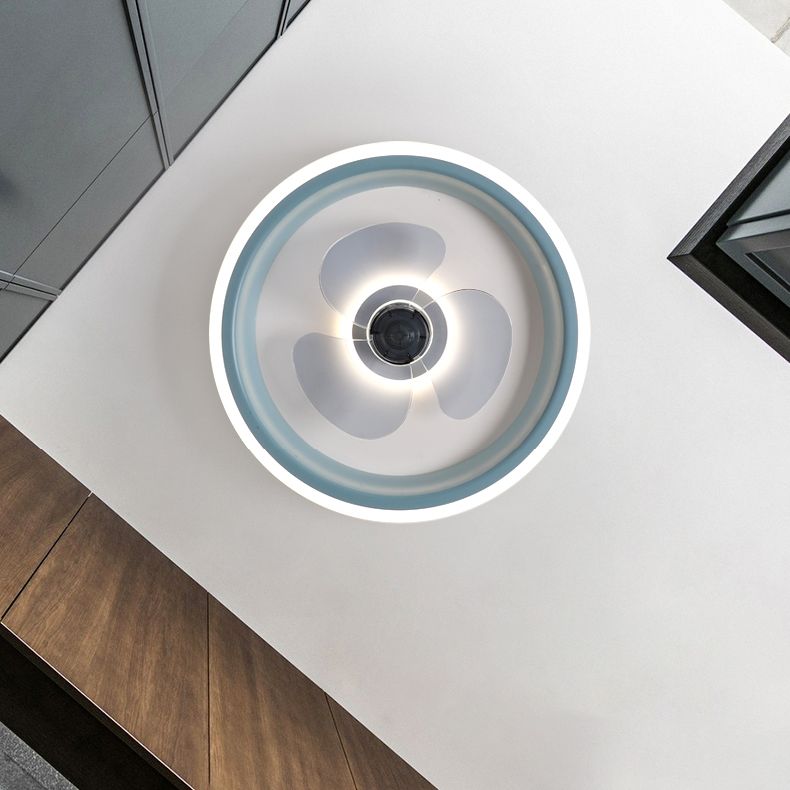 Fernbedienungssteuerungs -LED -Deckenlüfter Macaron Acryl Schlafzimmer Halbflush -Halterung Lampe