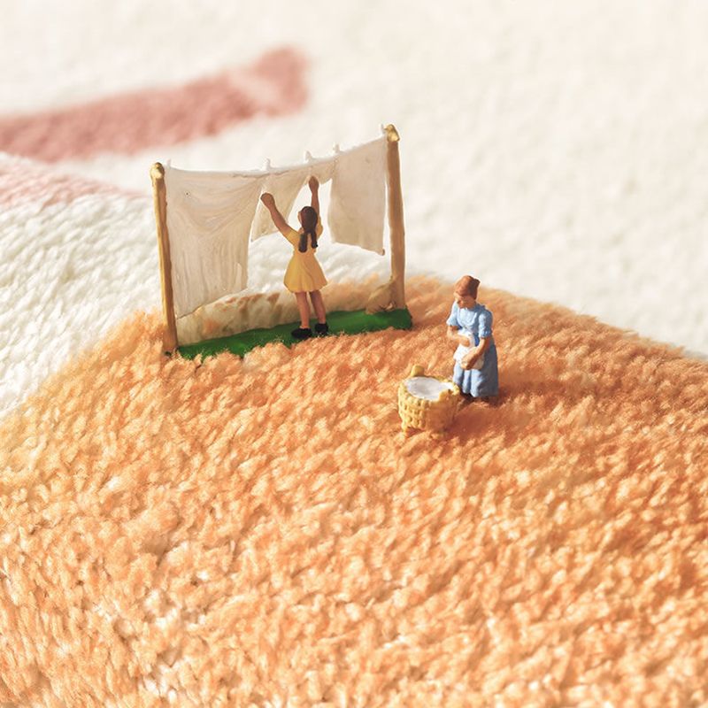 Beige Rainbow Carpet Polyester Simple Carpet Stain Resistant Carpet for Living Room