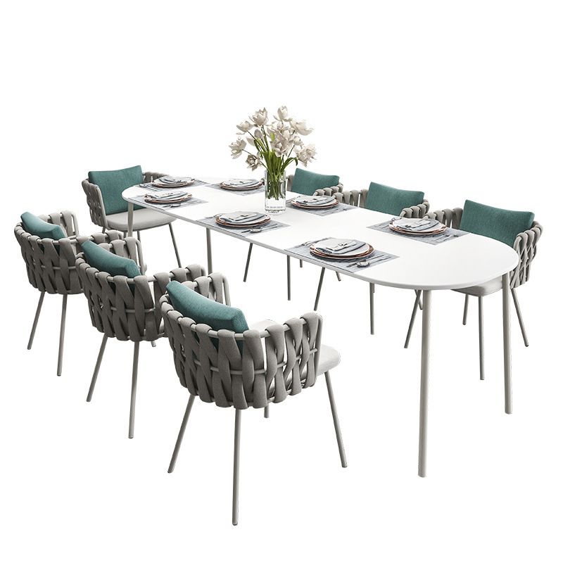 Boho Style 1/5/7/8/9 Pieces Dining Metal Set Stone Dining Table Set for Outdoor