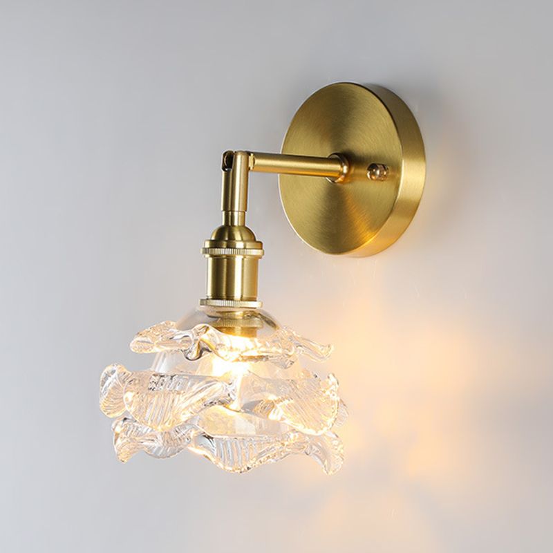 Glass Flower Wall Sconce Lighting Industrial Style 1 Light Wall Lamps