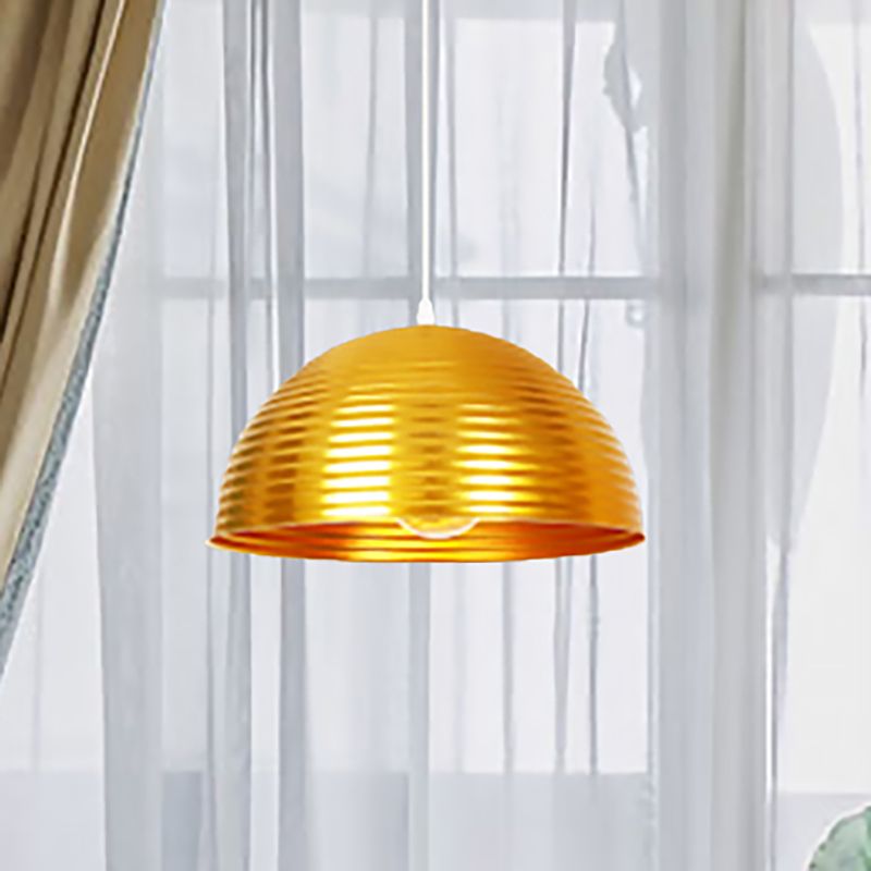 Luz colgante de tono de cúpula con luz de metal contemporáneo de metal rojo/amarillo/luz colgante, 12 "/16" /19.5 "de ancho