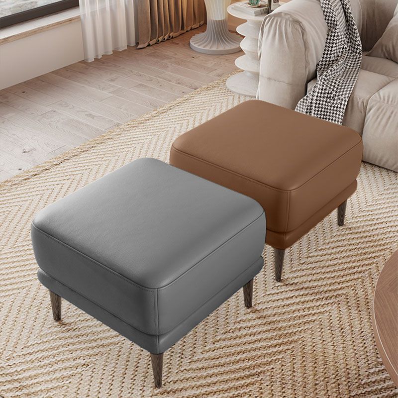 Contemporary Square Ottoman Home Leather Foot Stool with Legs