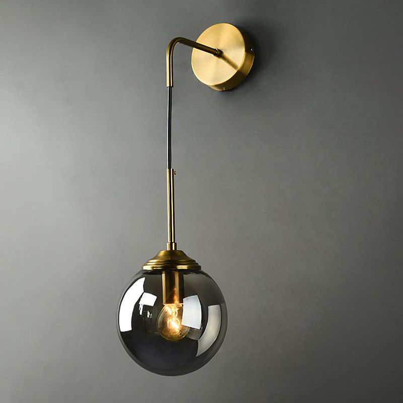 Single Golden Modernism Shaded Glass Wall Mounted Sconce for Bedroom