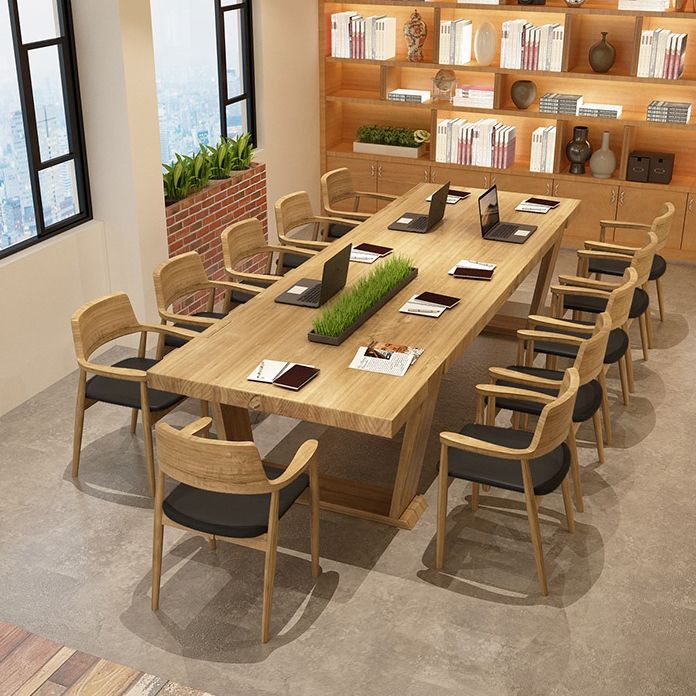 Solid Wood Rectangle Meeting Table Home Office Modern Writing Desk