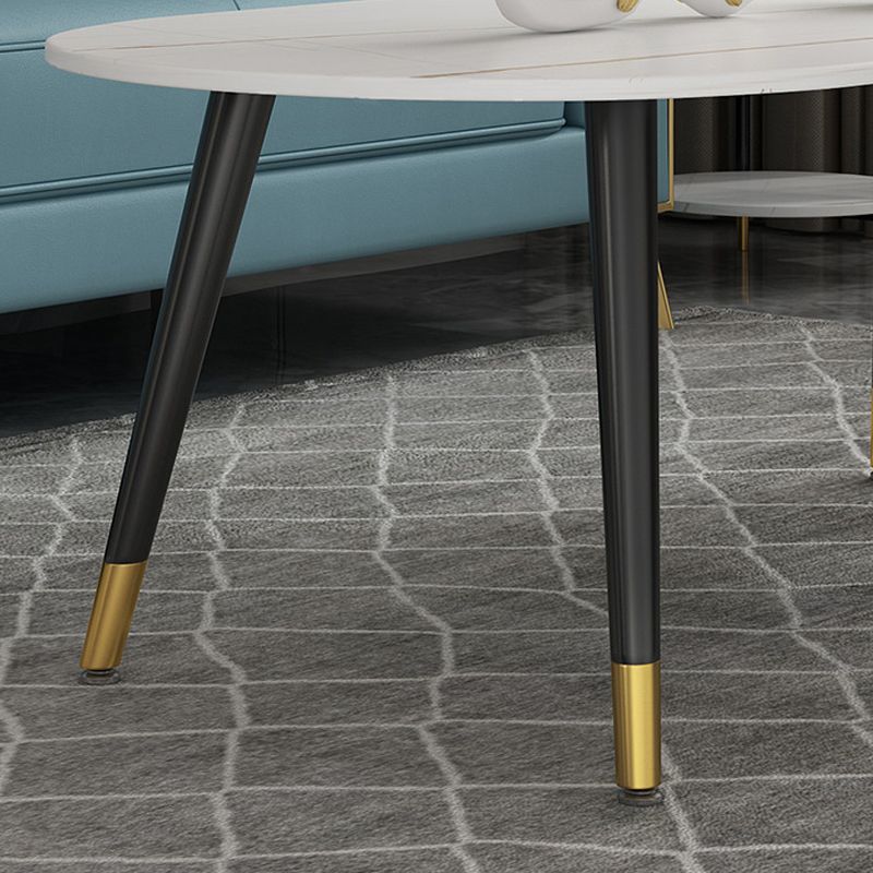 Elliptical Stone Top Cocktail Table 4 Legs 1 Single Coffee Table