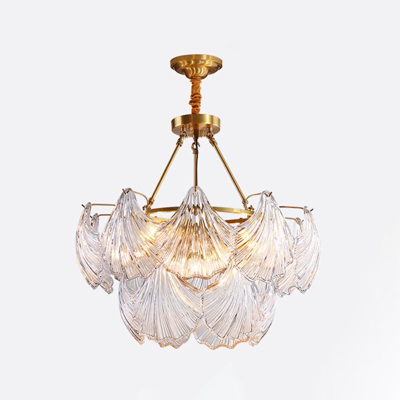 Shell Chandelier Light Fixture Vintage Clear Glass Pendant Lighting for Restaurant