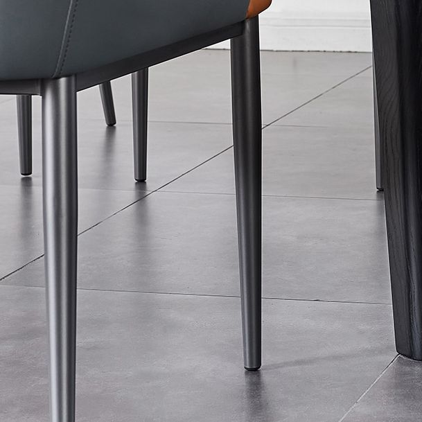 Modern Home Leather Arm Chair Matte Finish Solid Back Dining Chair