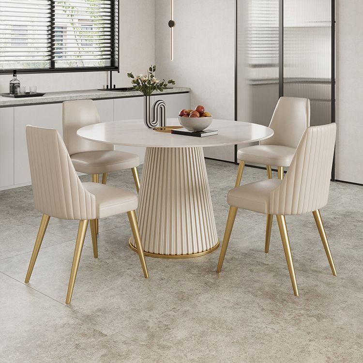 Round White Base Dining Table Modern Stone Table for Kitchen