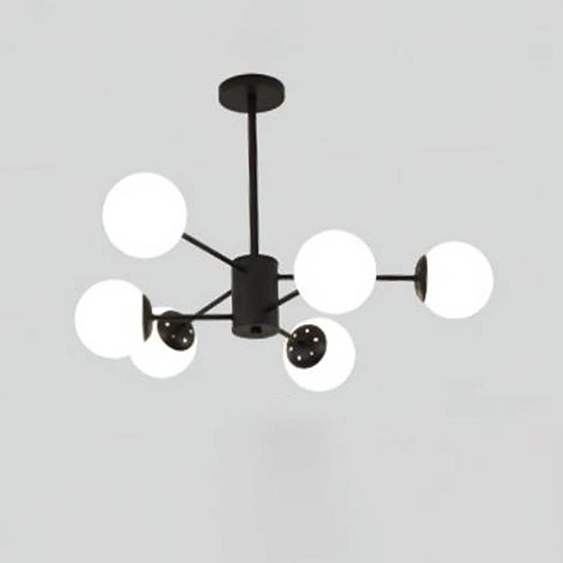 Multi Light Spherical Branch Hanging Lights Modern Style Glass Hanging Lighting in Black