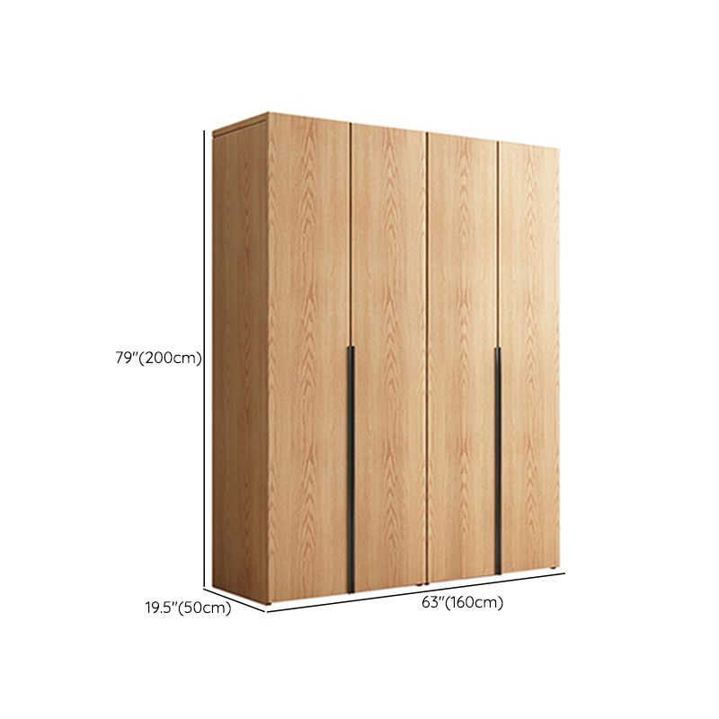 Contemporary Freestanding Natural Wardrobe Oak Solid Wood Wardrobe with Shelves