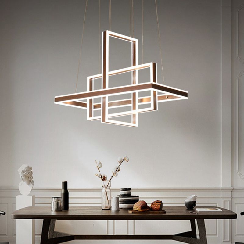 Rettangolo ad interblocco il lampadario creativo creativo in metallo minimalista soggiorno a led luce nel caffè