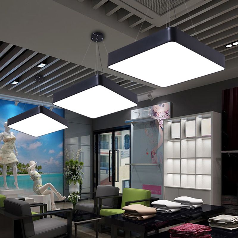 Square Office Hanging Light Metal Nordic LED kommerzielle Anhängerbeleuchtung mit Diffusor
