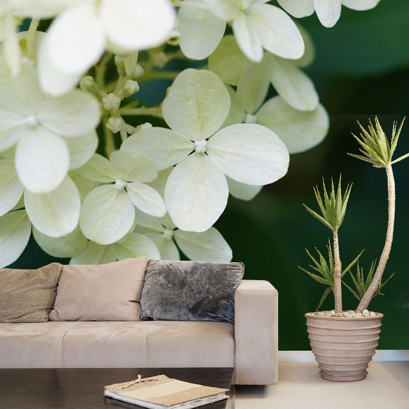 Horizontal Photography Hydrangea Wall Mural for Living Room Girls Women Bedroom