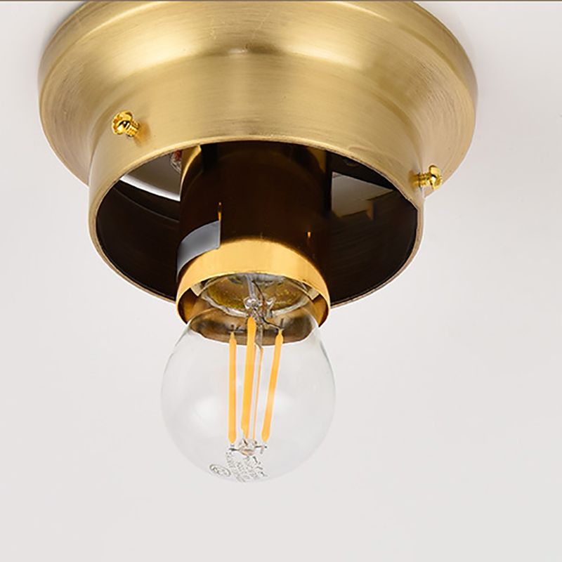 Glass Shade Ceiling Lamp Simplistic Aisle Brass Ceiling Mounted Light