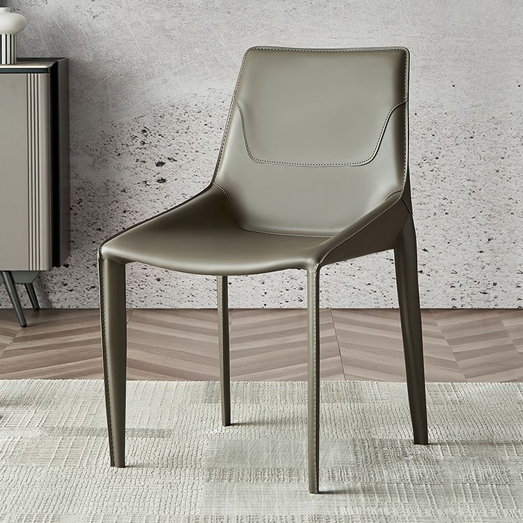 Modern Solid Back Side Chair with Faux Leather Legs Indoor Upholstered Dining Chair