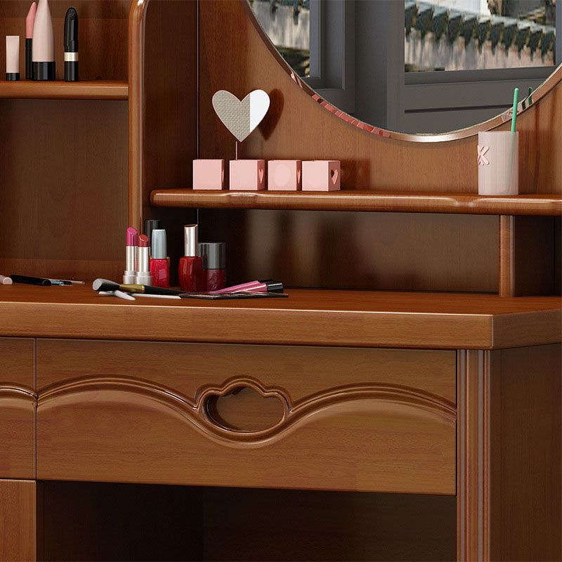 Make-up Vanity Standing Solid Wood Double Drawers Traditional