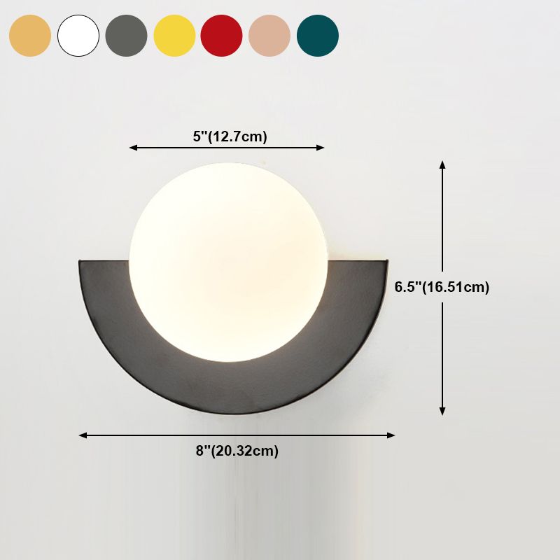 Lumière murale en métal nordique de 8 "de large applexion murale de macaron avec verre pour le salon