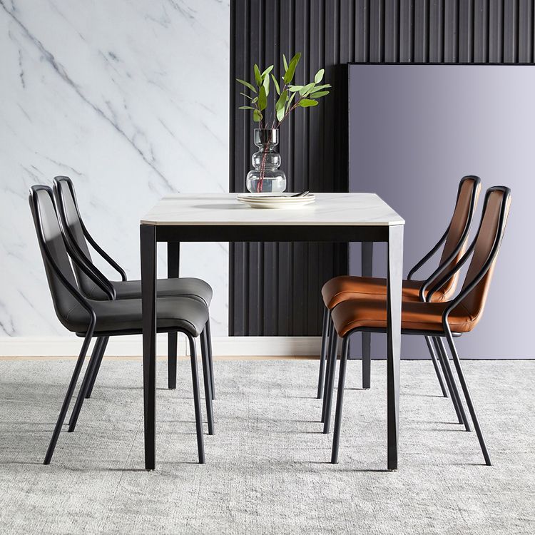 Leather Dining Chair Industrial Armless Dining Chair for Dining Room