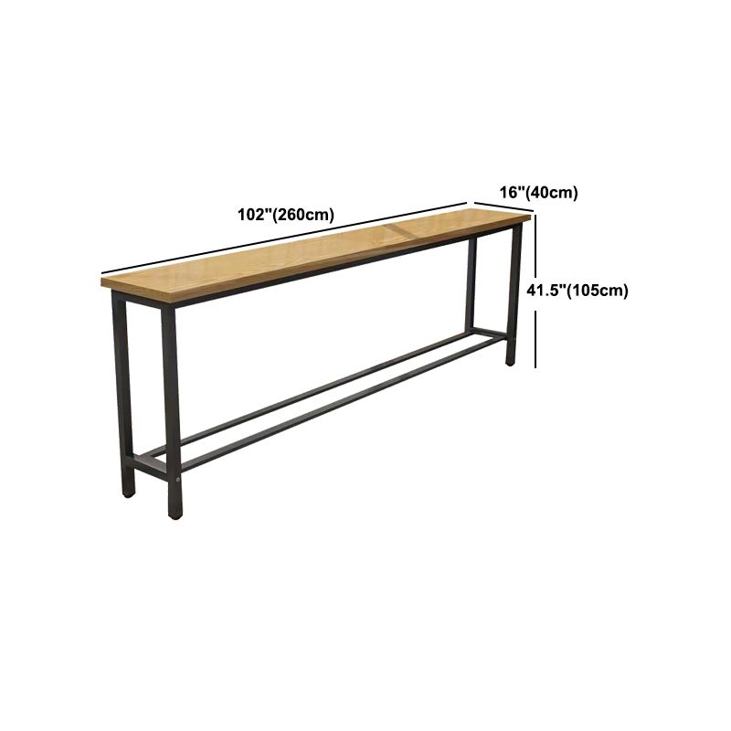 Modern Wood Counter Table Rectangle Top Table with Black Base