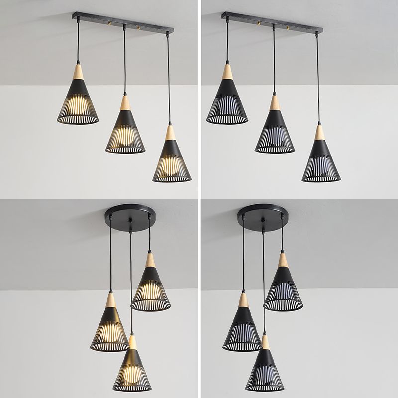 Lámpara de caída de estilo moderno Shuttlecock Hollowed Holfing Lighting con sombra de metal