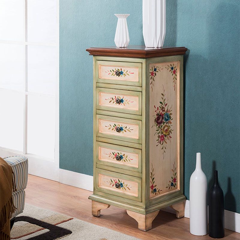 Traditional Vertical Home Chest Wooden Storage Chest with Drawers