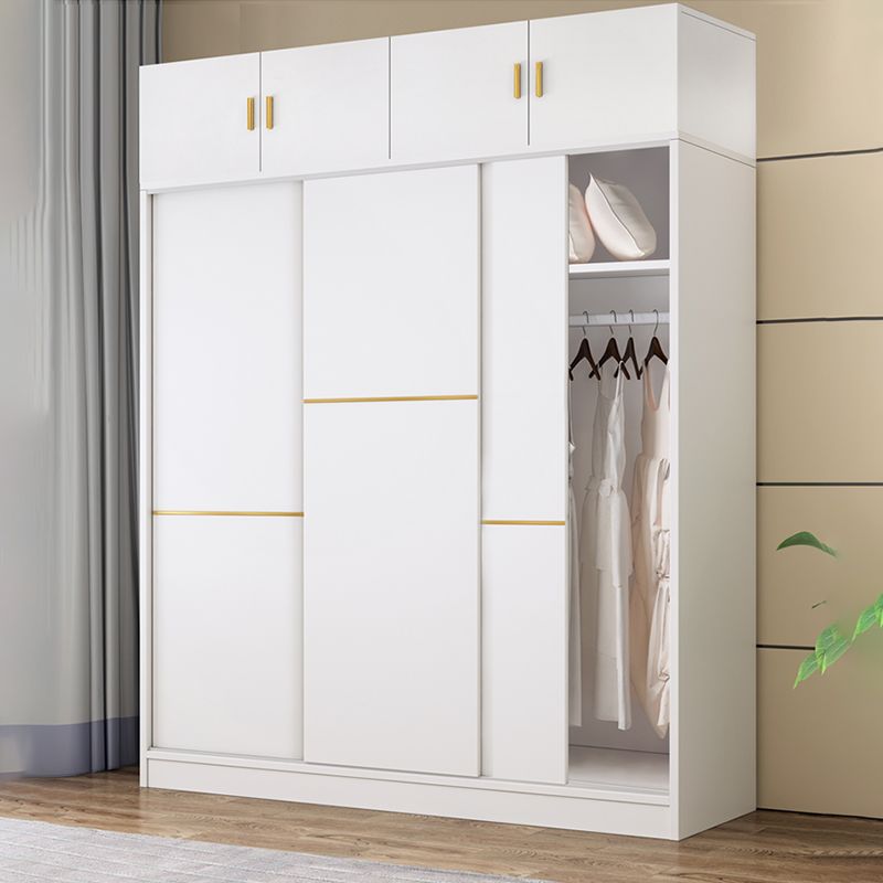 Contemporary White Wood Frame Wardrobe Freestanding Wardrobe with Soft Close Doors
