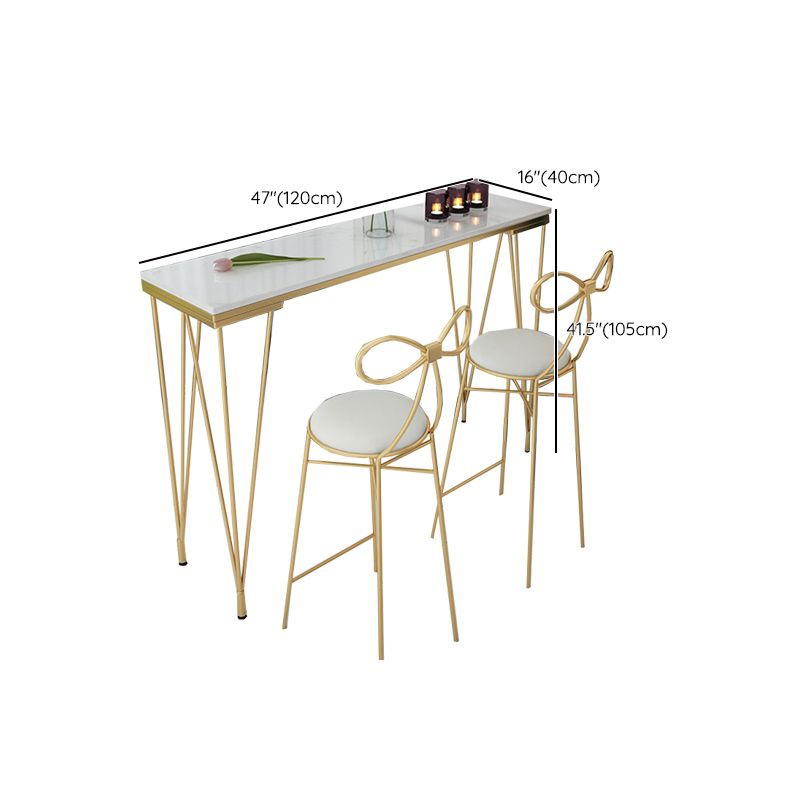 Glam Style Faux Marble Bar Counter Table Rectangle Bar Counter Table
